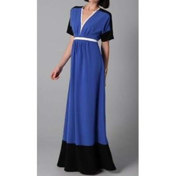$750 SACHIN + BABI Colorblock BRADY Maxi DRESS Blue BLACK Empire Waist ( 4 ) - Picture 1 of 1